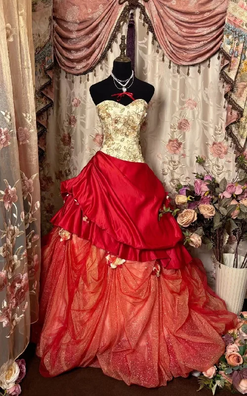 Final Clearance Red Sweetheart Neck A-Line Vintage Long Prom Dress Evening Gown, DP4515 Final Clearance Red Sweetheart Neck A-Line Vintage Long Prom Dress Evening Gown, DP4515