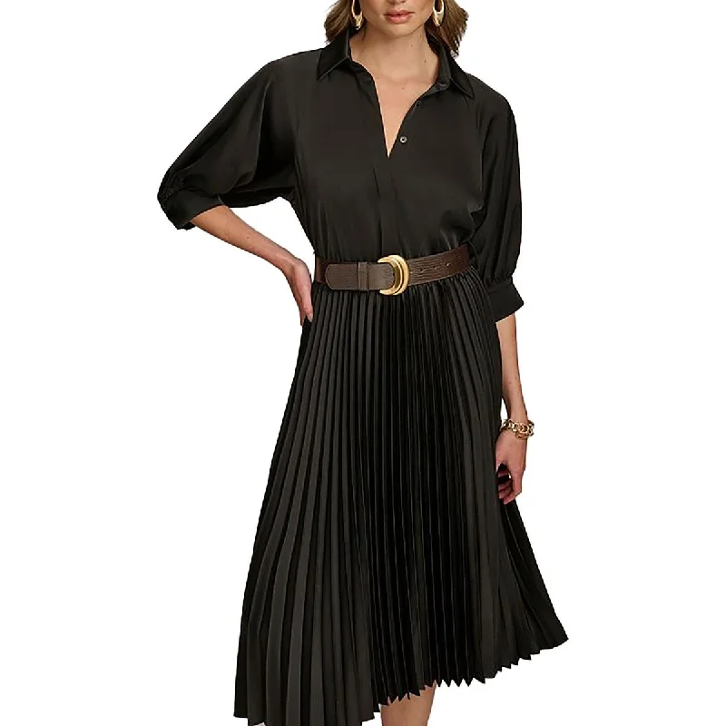 Super Sale Womens Pleated Midi Shirtdress