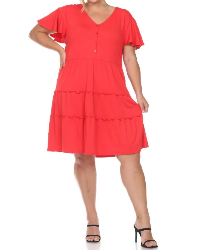 Closeout Short Sleeve Dress In Red