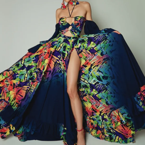 Deep Discounts KittenAlarm - Coraline Multi-Color Off Shoulders Flowy Dress