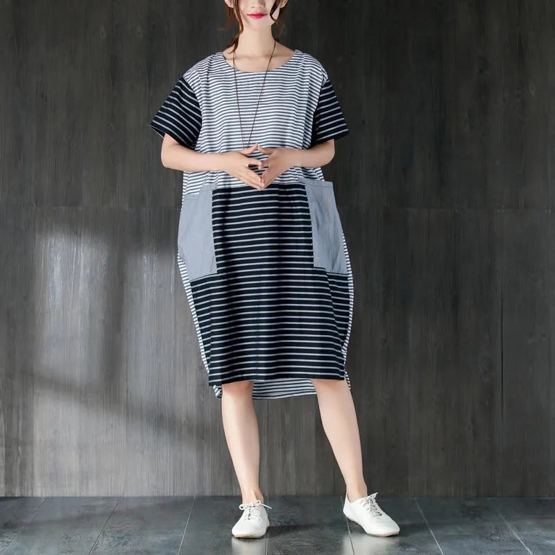 Exclusive Savings Elegant pure cotton dresses oversized Large Pockets Stripe Cotton Thin Summer Women Dress Exclusive Savings Elegant pure cotton dresses oversized Large Pockets Stripe Cotton Thin Summer Women Dress