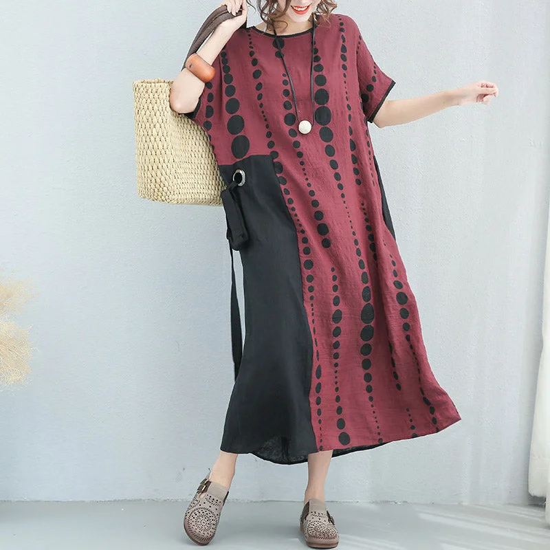 Super Deal Fine burgundy linen caftans plus size dotted linen clothing dress 2018 patchwork linen caftans Super Deal Fine burgundy linen caftans plus size dotted linen clothing dress 2018 patchwork linen caftans