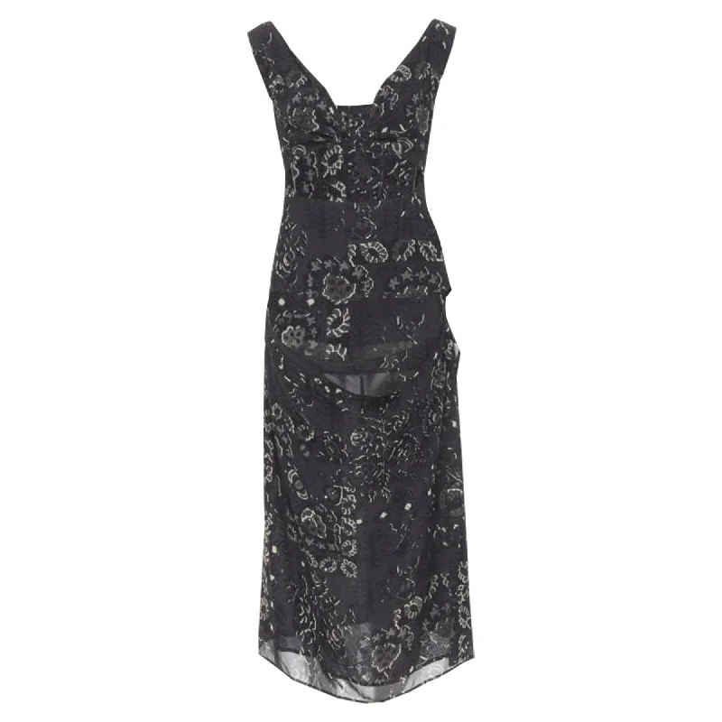 Super Sale Yohji Yamamoto floral paisley cut out draped midi dress