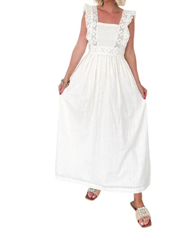 Instant Savings Golden Days Crochet Midi Dress In Ivory