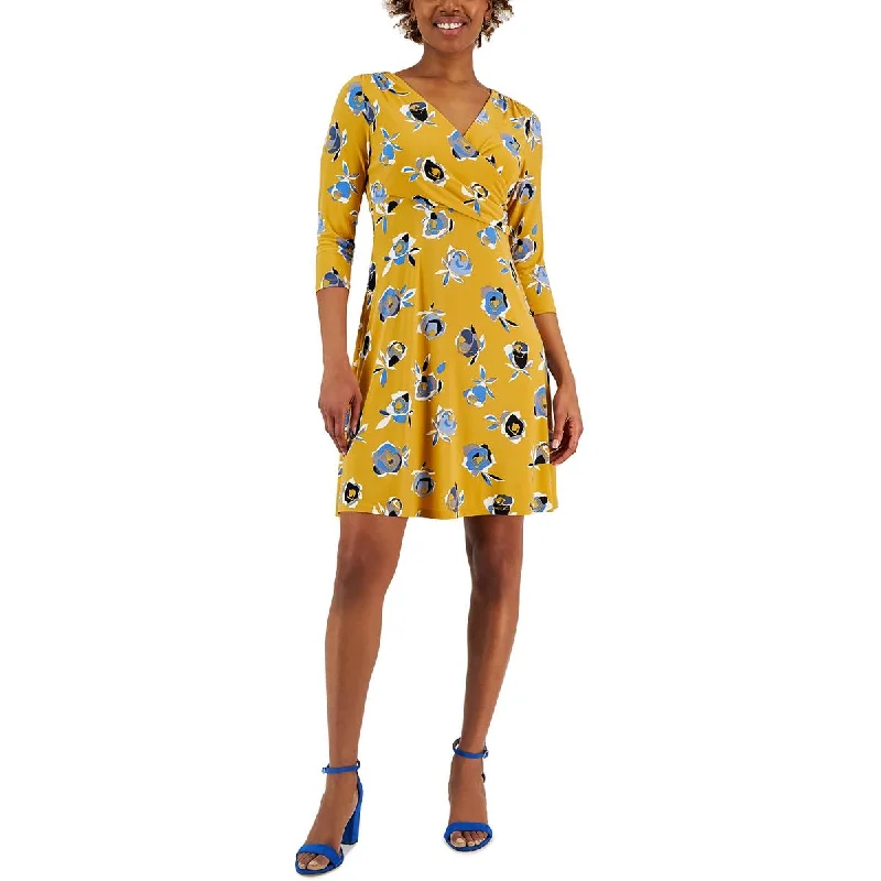 Deal Explosion Womens Surplice Knee Length Fit & Flare Dress