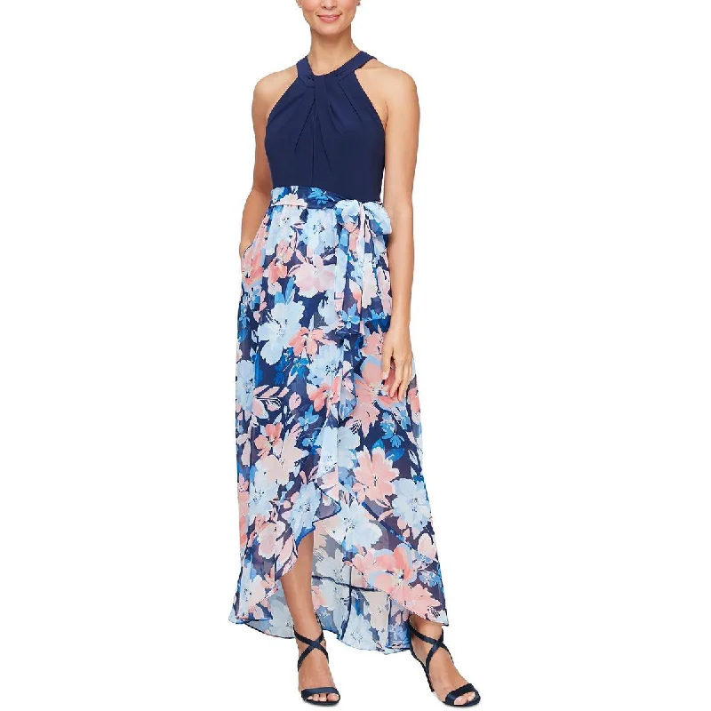 Warehouse Sale Womens Full Length Floral Print Halter Dress