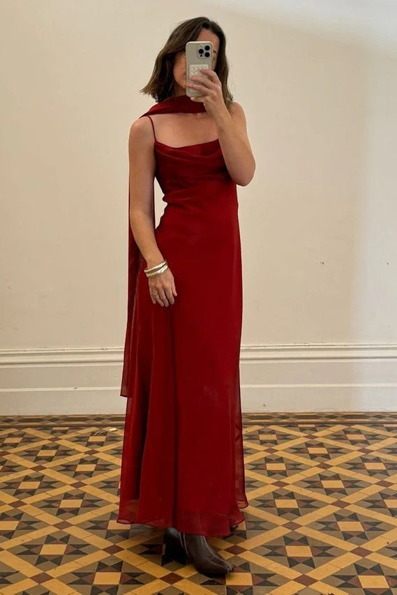 Exclusive Offers Square Spaghetti Straps Long Party Prom Dress