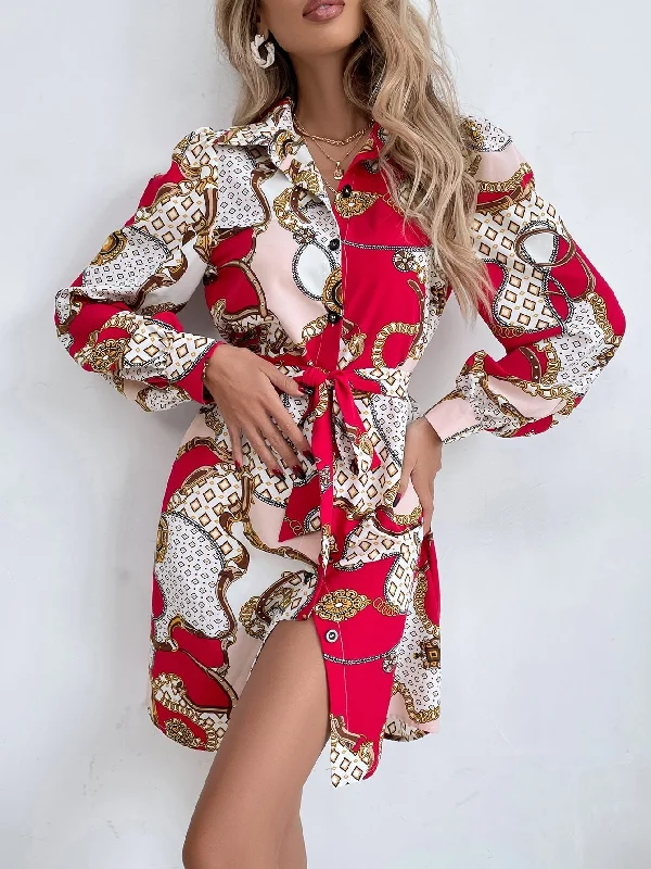 Weekend Deal KittenAlarm - Chain Print Shirt Dress