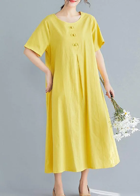 Deal Dash Beautiful yellow solid color cotton tunics for women o neck long summer Dress Deal Dash Beautiful yellow solid color cotton tunics for women o neck long summer Dress
