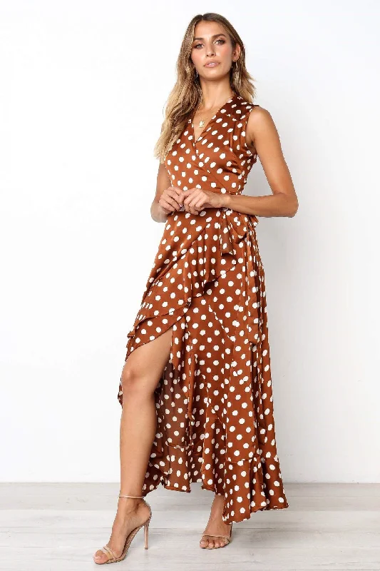 Today’s Deal Polka Dot Long Wrapped Summer Dress with Ribbon