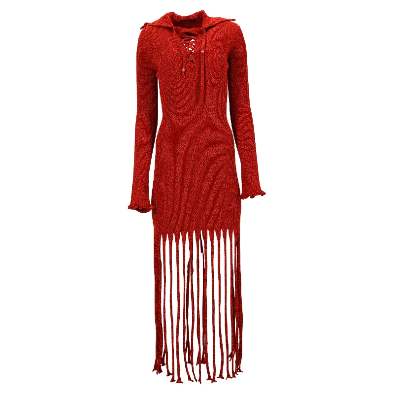 Massive Deals Alanui Desert is My Tennis Court Midi Dress in Red Rayon