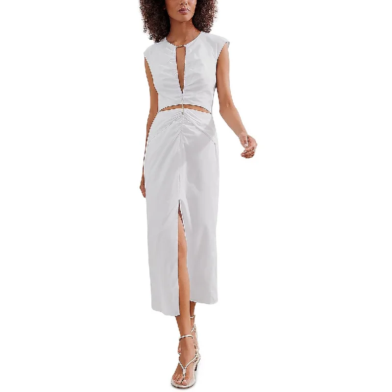 Stock Clearance Womens Cut-out Cap Sleeve Midi Dress