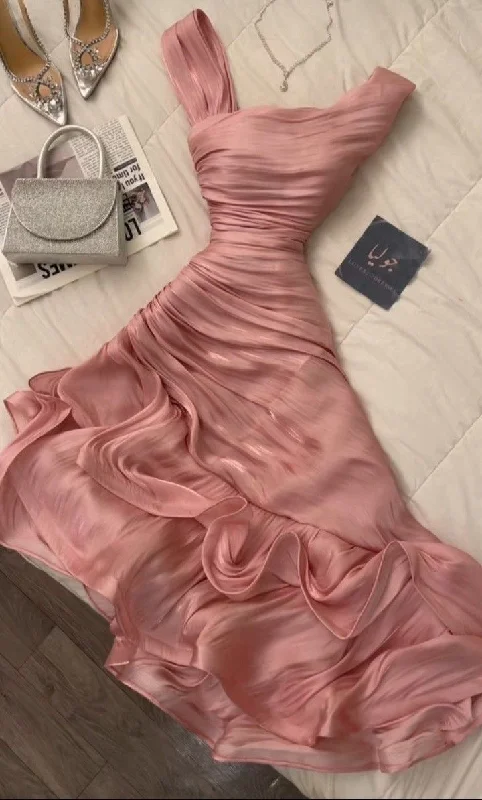 Deal of the Day Beautiful Pink Sleeveless Ruffles Simple Party Dress Cocktail Dress, DP4475