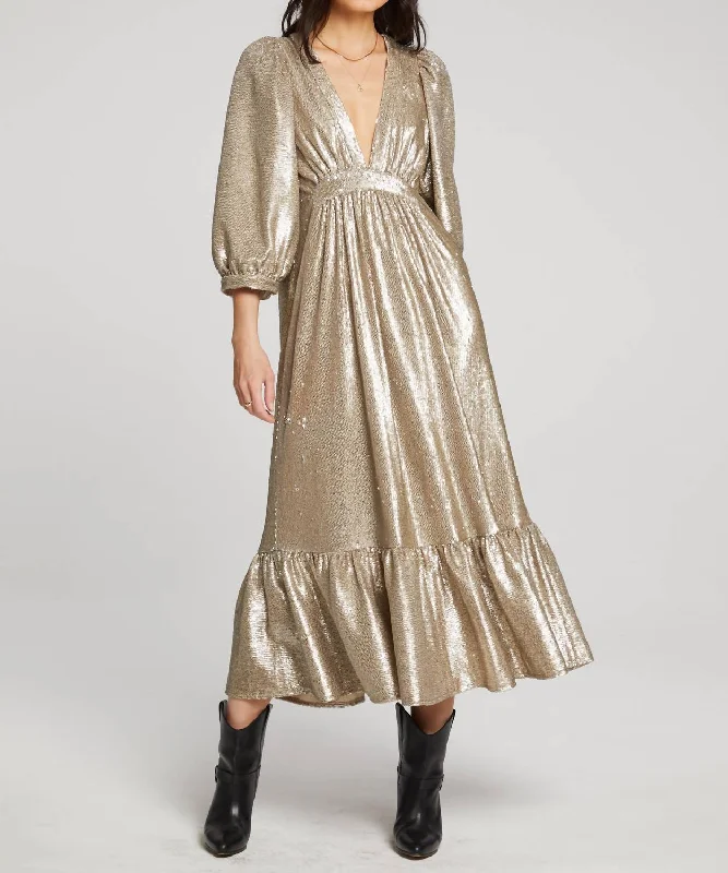 Bonus Savings Starry Night Maxi Dress In Gold