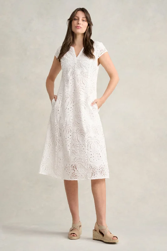 Extra Discounts Cotton Broderie Dress - White