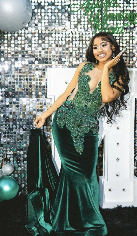 Value Deals Pretty Mermaid V Neckline Green Velvet Silver Beads Long Prom Dresses Formal Evening Dress Value Deals Pretty Mermaid V Neckline Green Velvet Silver Beads Long Prom Dresses Formal Evening Dress