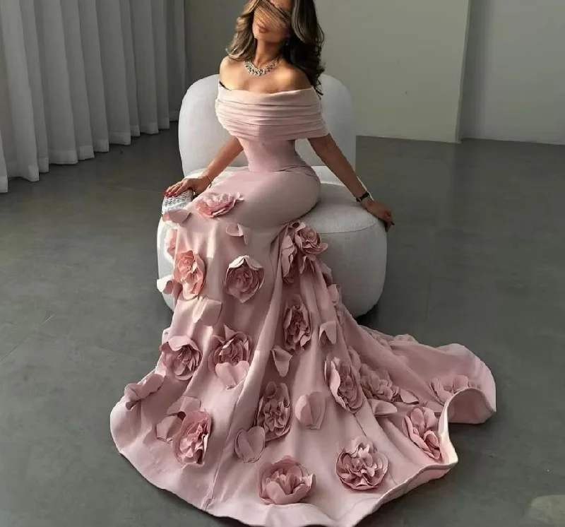 Weekend Flash Sale Luxury Mermaid Prom Dresses with Flowers Decorate Formal Evening Dresses Weekend Flash Sale Luxury Mermaid Prom Dresses with Flowers Decorate Formal Evening Dresses