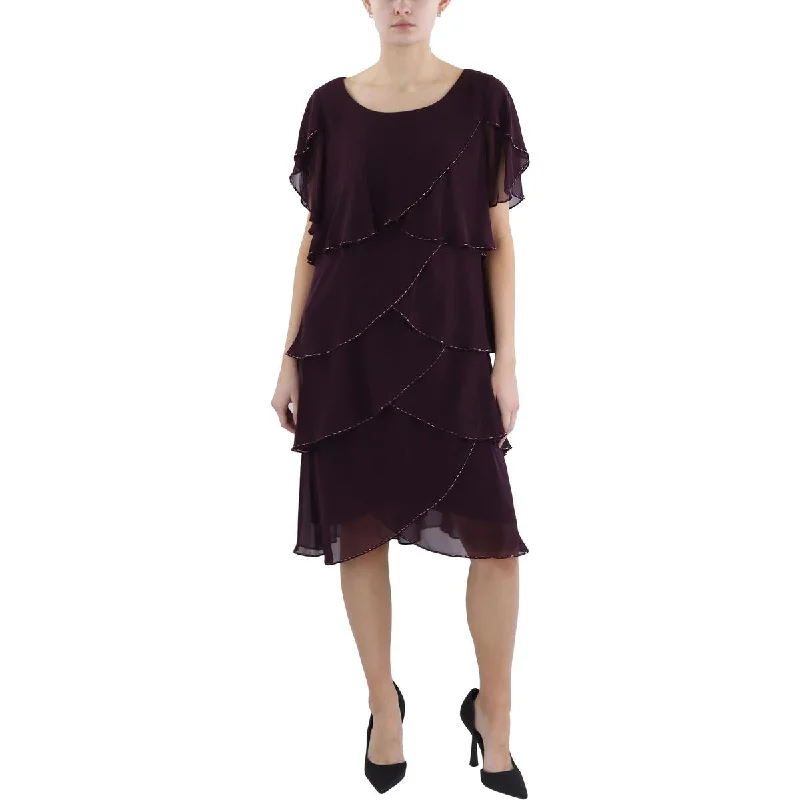 Seasonal Clearance Plus Womens Beaded Tiered Cocktail And Party Dress