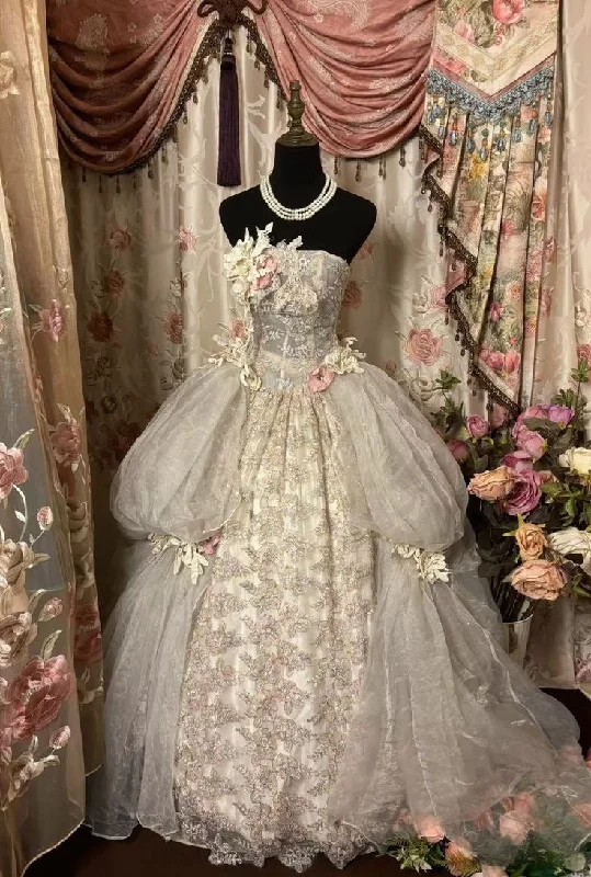 Huge Discounts Elegant Strapless A-Line Floral Vintage Prom Dress Evening Gown, DP4512 Huge Discounts Elegant Strapless A-Line Floral Vintage Prom Dress Evening Gown, DP4512