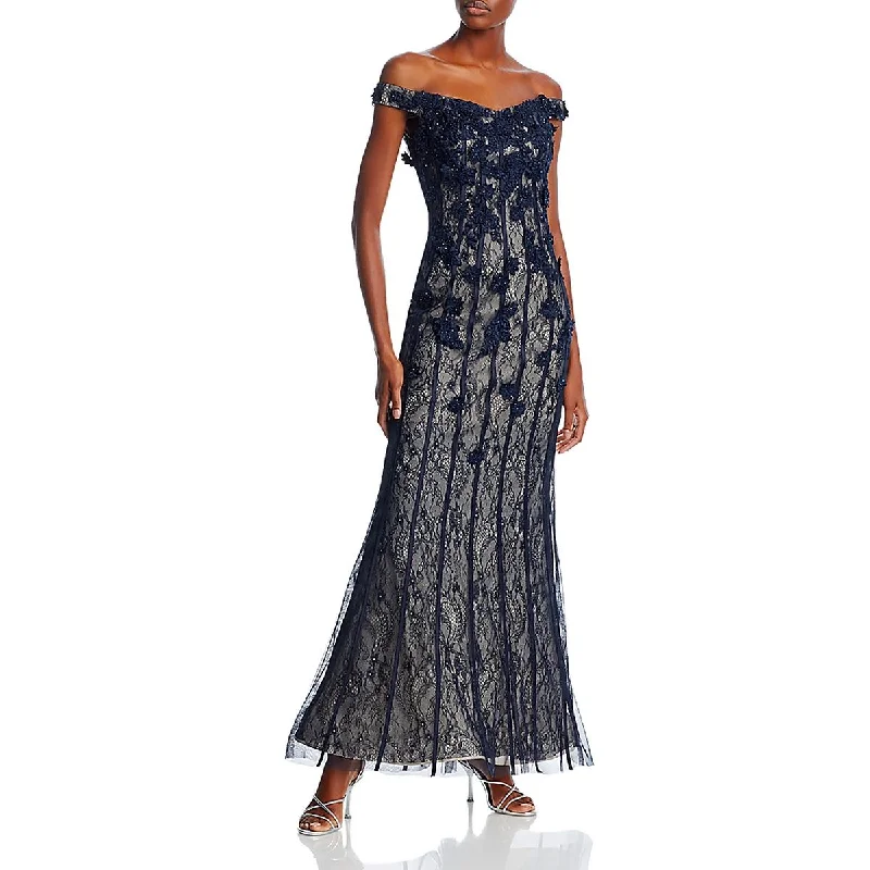 Major Savings Womens Lace Embellished Evening Dress