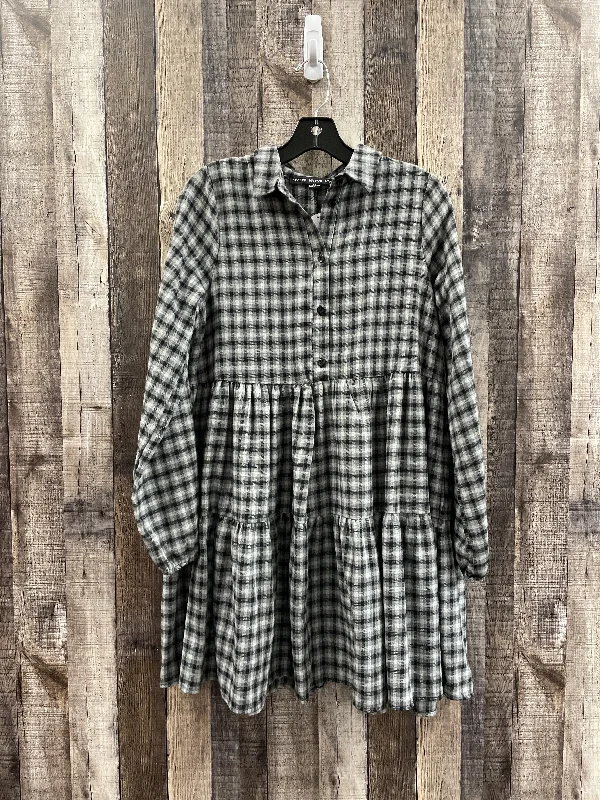 Take Advantage Plaid Pattern Dress Casual Short Hyfve, Size M
