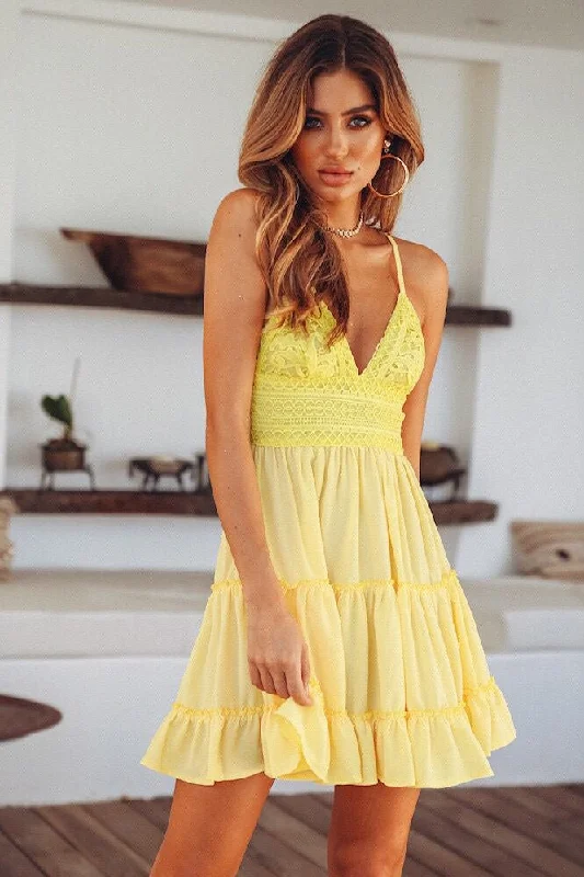 Can't Miss Sexy Short Yellow Summer Dress Beach Dress
