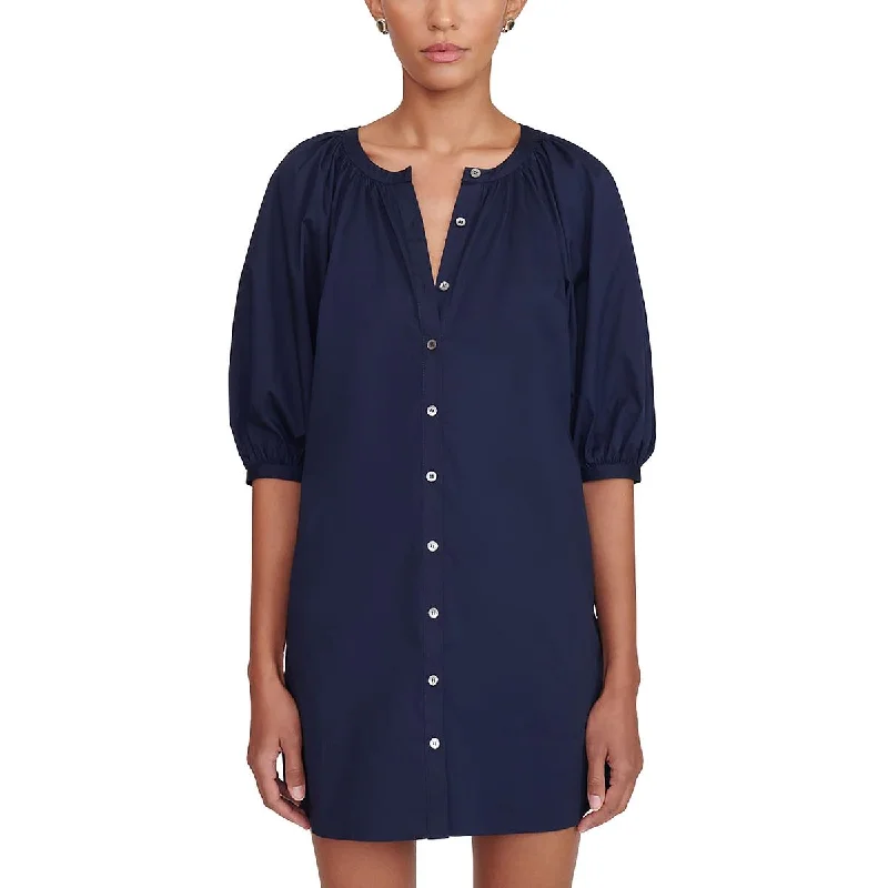 While Supplies Last STAUD Womens Vincent Puff Sleeve Mini Shirtdress