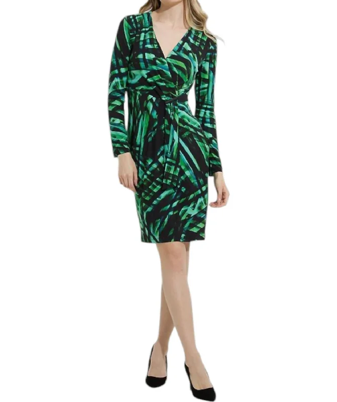 Price Rollback Pleated Wrap Dress In Green