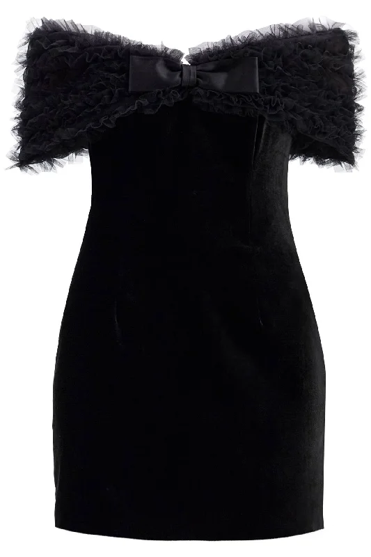 Now or Never Alessandra Rich Women's Velvet Off-Shoulder Mini Dress