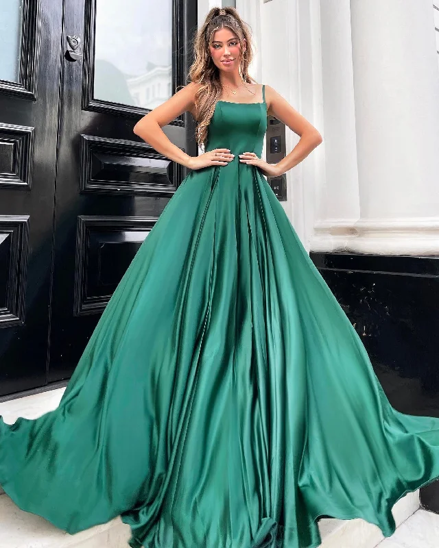 Limited Time Zahara Satin Gown - Bottle Green
