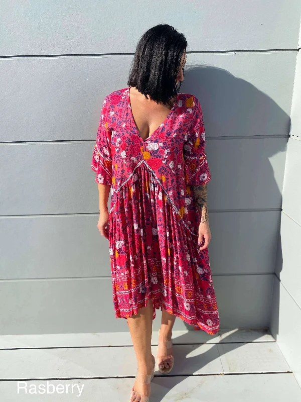 Take Advantage Dakota Dress - Raspberry (SALE)