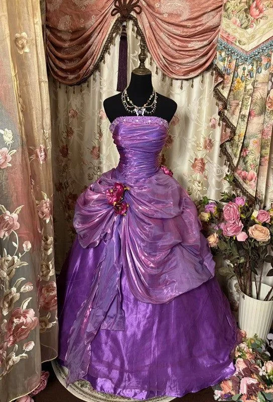 Price Reduction Purple Strapless A-Line Satin Vintage Long Party Dress Formal Evening Dress, DP4500 Price Reduction Purple Strapless A-Line Satin Vintage Long Party Dress Formal Evening Dress, DP4500