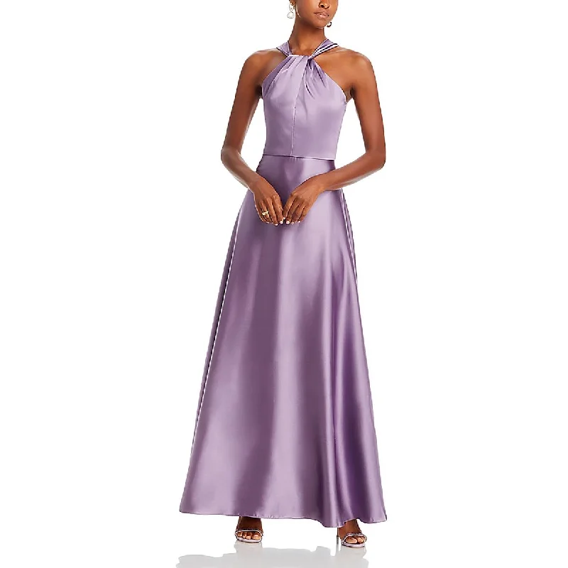 Online Specials Womens Satin Drape Halter Dress