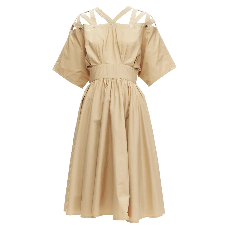 Instant Discount Thierry Mugler cotton strappy shoulder studs dress