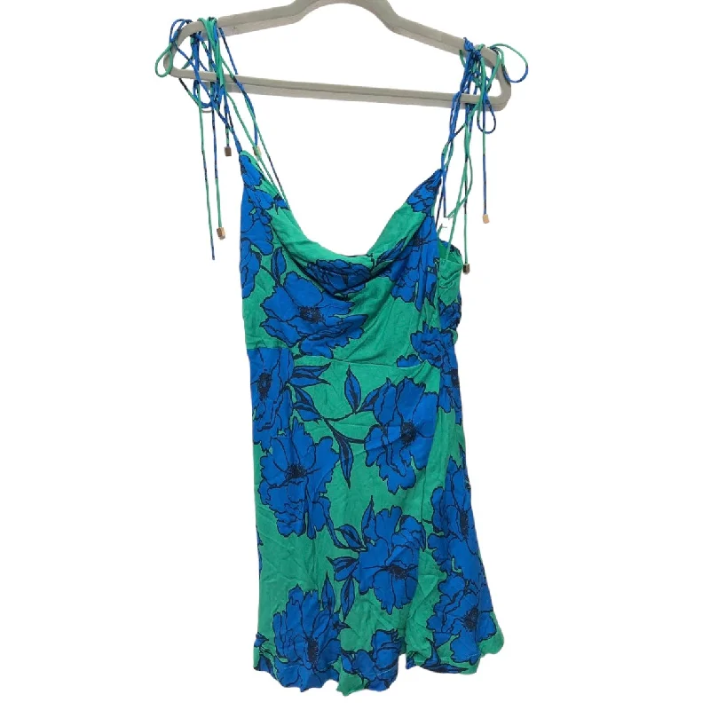 Limited Availability Blue & Green Dress Casual Short Olivaceous, Size M