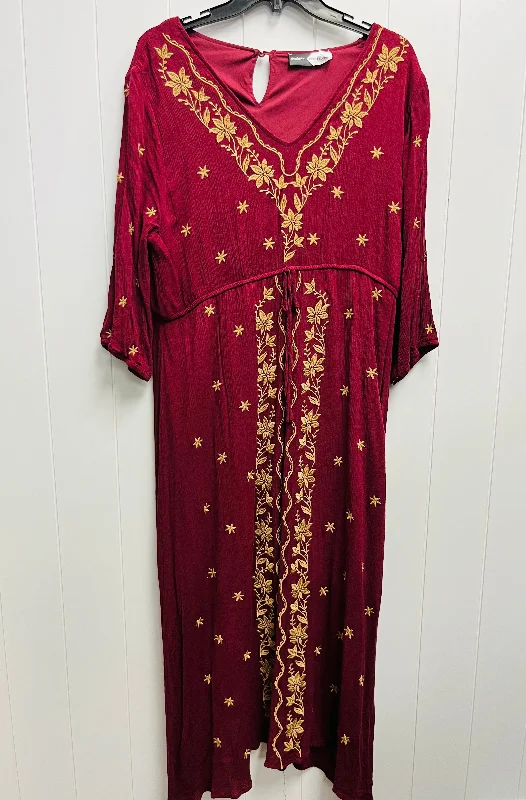 Fantastic Offers Red Dress Casual Maxi Clothes Mentor, Size Xxl
