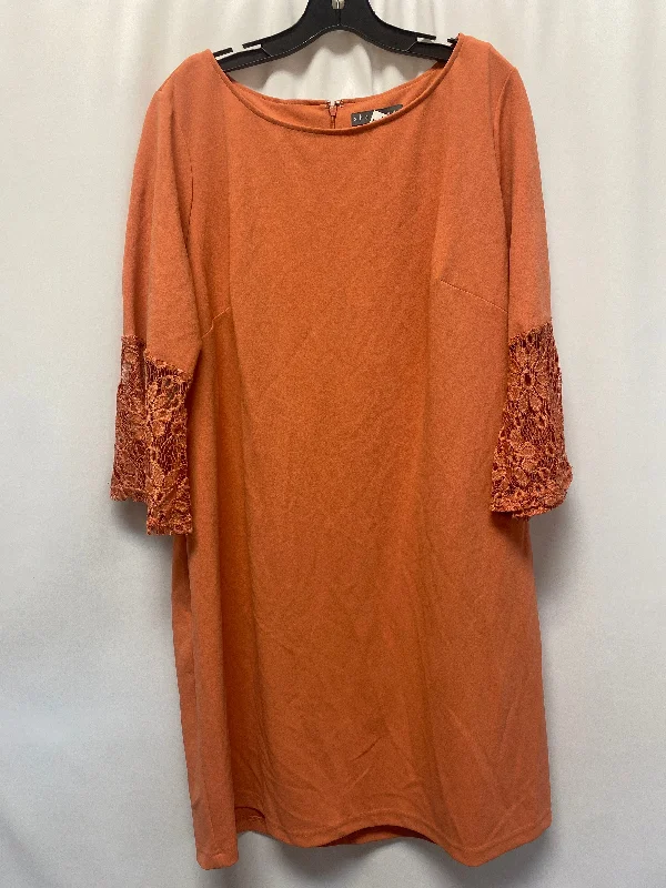 Savings Bonanza Orange Dress Casual Midi Sharagano, Size 1x
