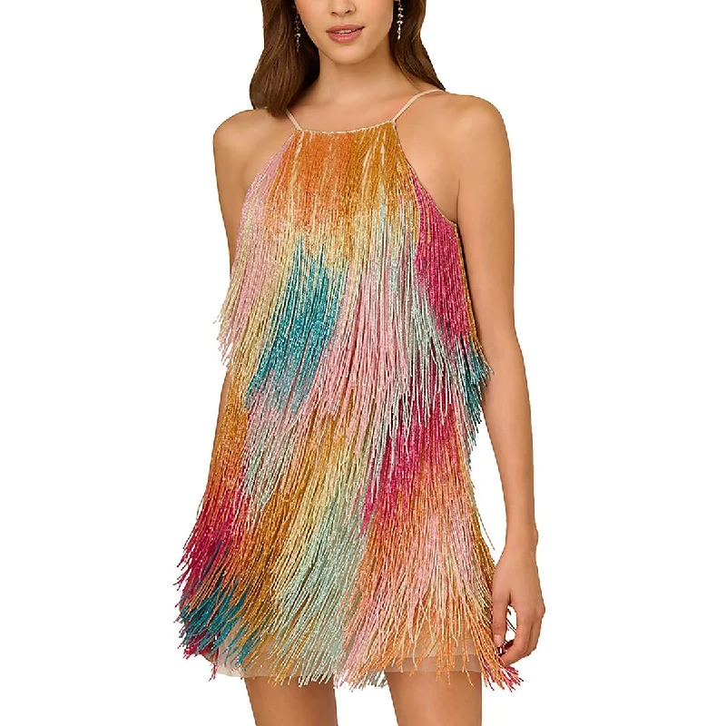 Extra Savings Womens Beaded Fringe Cocktail And Party Dress