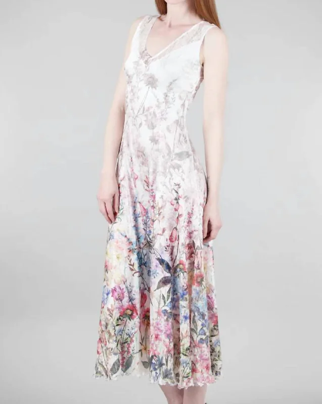 Deal of the Week Vivid Garden Lace Back Dress In White Floral