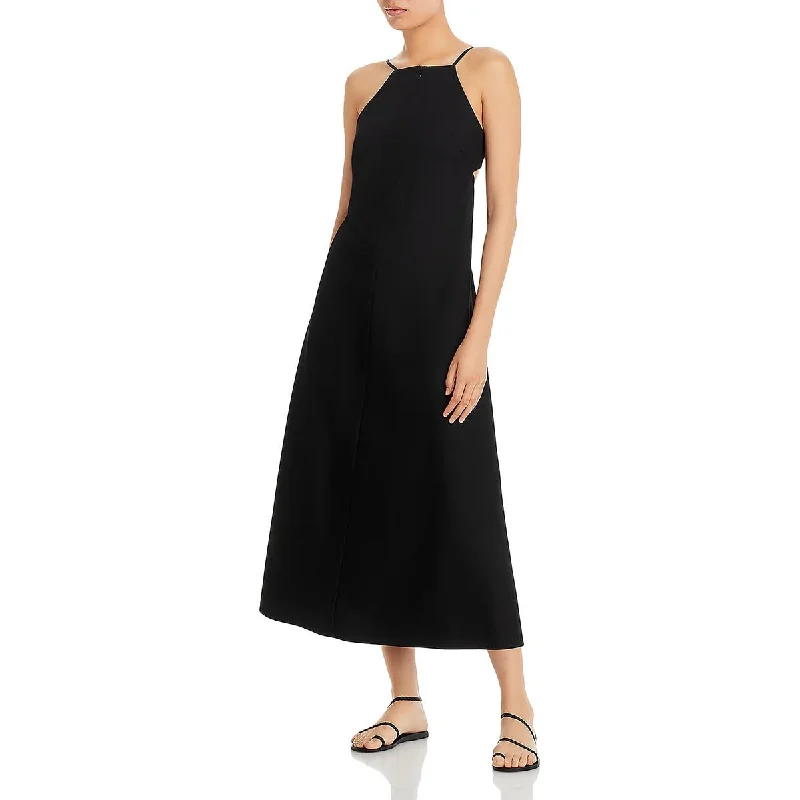 Weekend Flash Sale Womens Lace-Up Solid Halter Dress