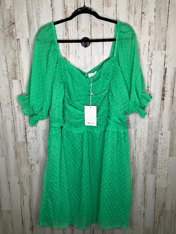Quick Sale Green Dress Casual Short Andree By Unit, Size 3x