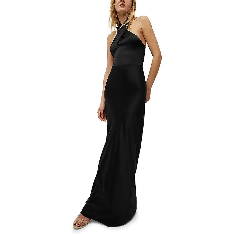 Take Advantage Womens Silk Open Back Halter Dress