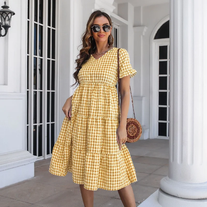 Clearance Sale KittenAlarm - Bonny Pocketed Gingham Tie Front Babydoll Dress - Yellow Clearance Sale KittenAlarm - Bonny Pocketed Gingham Tie Front Babydoll Dress - Yellow