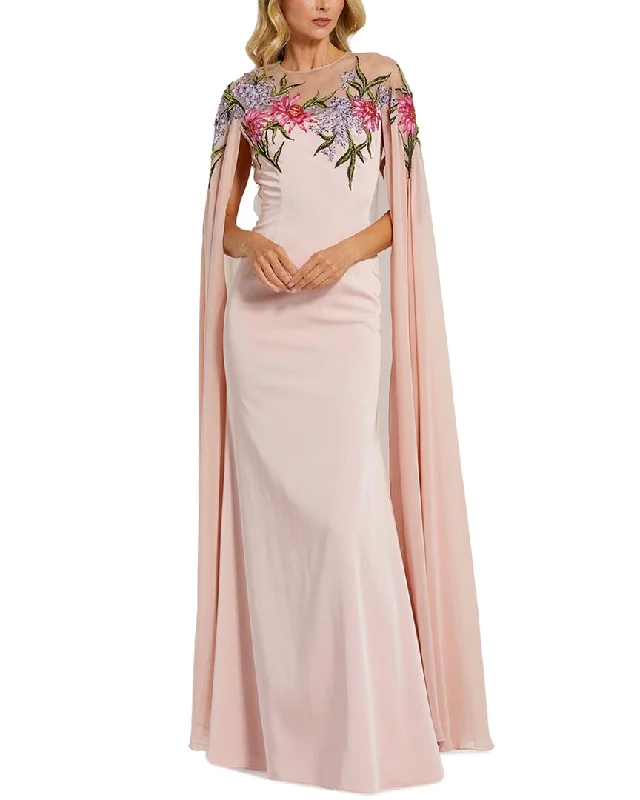 Super Sale Mac Duggal Sheer Cape Gown