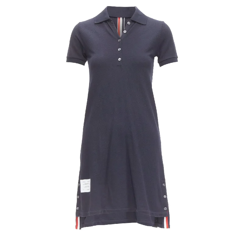 Low Prices Thom E signature stripe webbing pique polo dress
