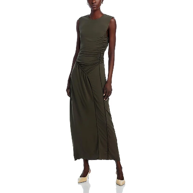 Overstock Kimberl Womens Ruched Sleeveless Maxi Dress