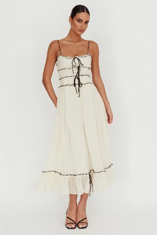 Don't Miss Maidens Tie Accent Maxi Dress Cream