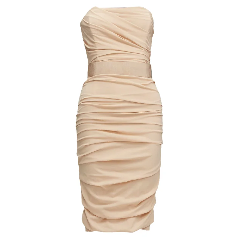 Stock Clearance Dolce & Gabbana silk ruched strapless corsetted dress