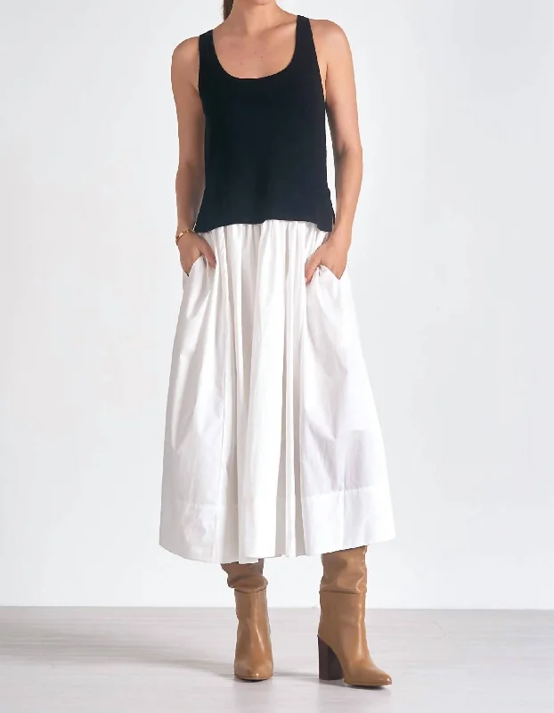 Savings Spectacular Tank Top Cotton Skirt Midi Dress In Black/white