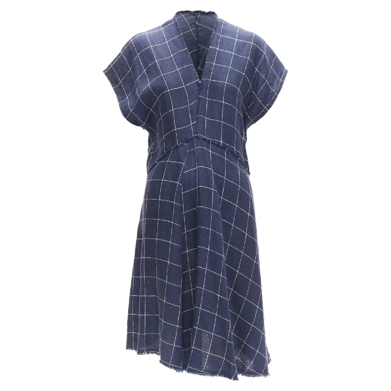 Price Slash Acne Studios linen windowpane bias cut raw edge dress